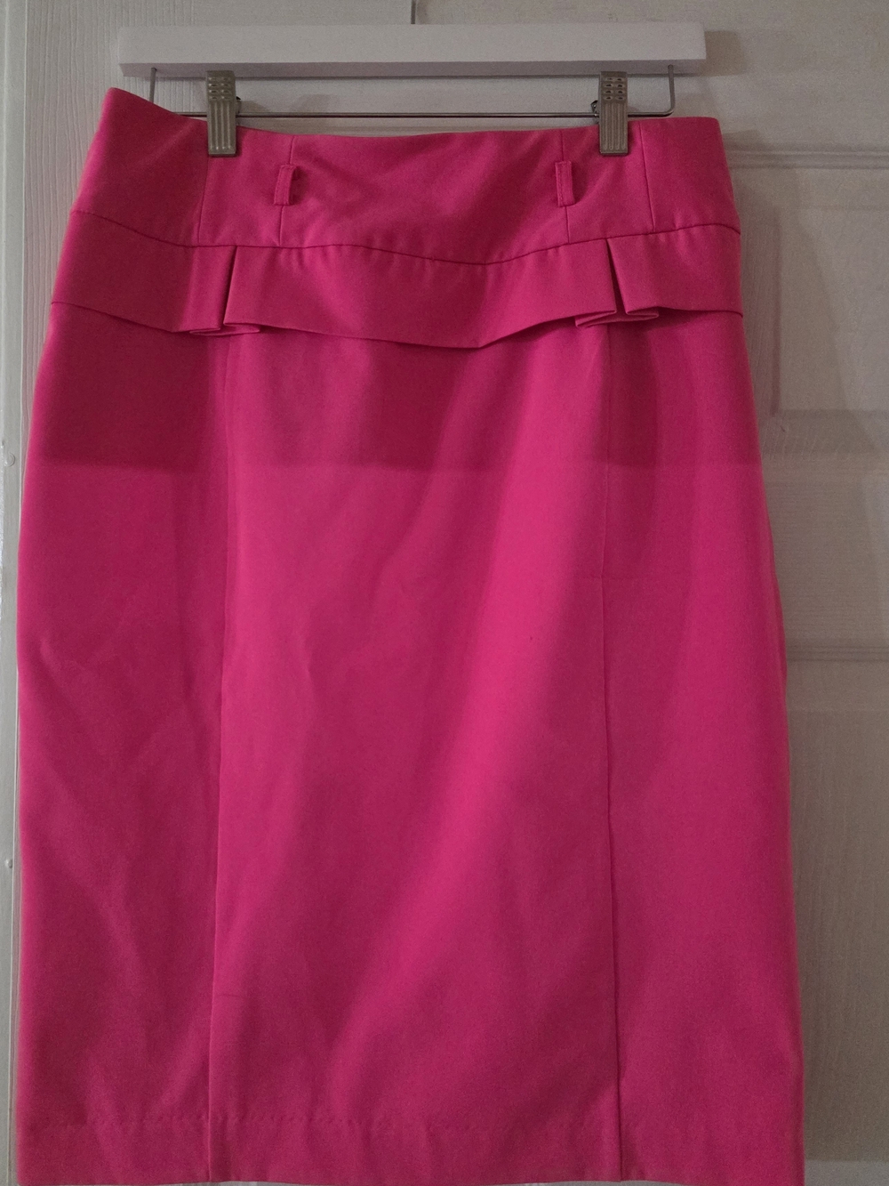 Hot Pink Ruffle-Waist Pencil Skirt